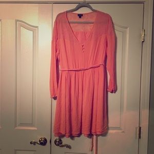 Torrid Coral chiffon tie waist dress